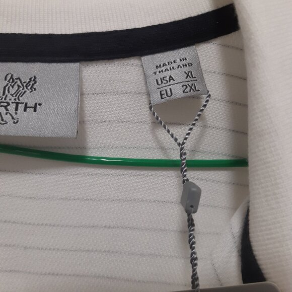 Men's New Ashworth White with stripes Golf Shirt XL - Picture 6 of 9